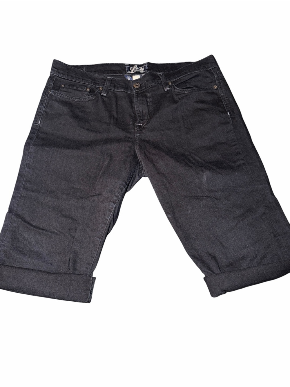 Women's Lucky Brand Black Denim Roll-Cuff Shorts